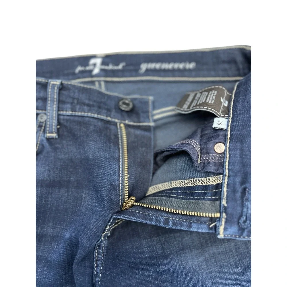 7 For All Mankind Skinny Jeans Womens 26 Dark Wash Stretch Denim Mid Rise 30x26